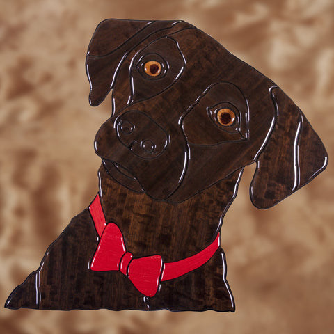 Black Labrador Exotic Wood Mosaic