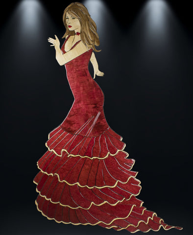 Flamenco Dancer Exotic Wood Mosaic