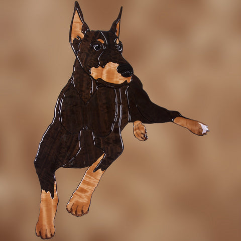 Doberman Exotic Wood Mosaic