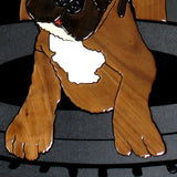 Boxer with Puppy in Tire Exotic Wood Mosaic