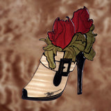 Just for Kicks, Ivory Shoe with Flowers Exotic Wood Mosaic